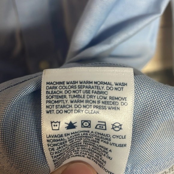 Lands' End Size 17-33 Blue Long Sleeve Traditional Fit Button Down Shirt - Picture 7 of 8